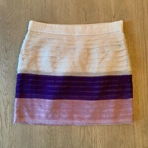 Grass Collection Cream and Purple Mini Skirt
